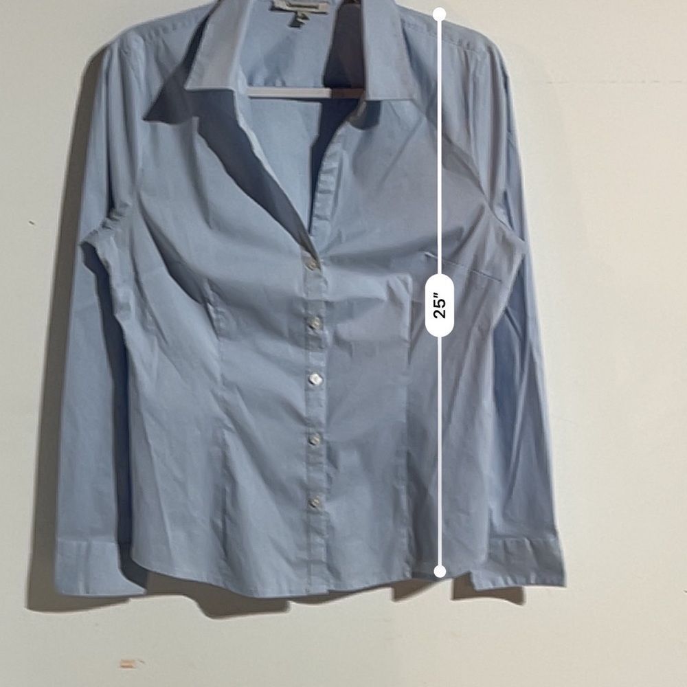 Quintessential blue pink stripe button down blouse - Picture 10 of 14